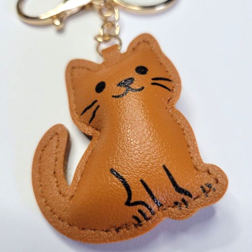 NWT Cute Cat Keychain Bag Charm For Your Purse Purrfect Gift! Orange and Gold! - Picture 2 of 3